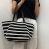 Borsa a Tote a Strisce Bianche e Nere di Grande Capacità Stile Pigro Borsa a Spalla Vuota Ragazze