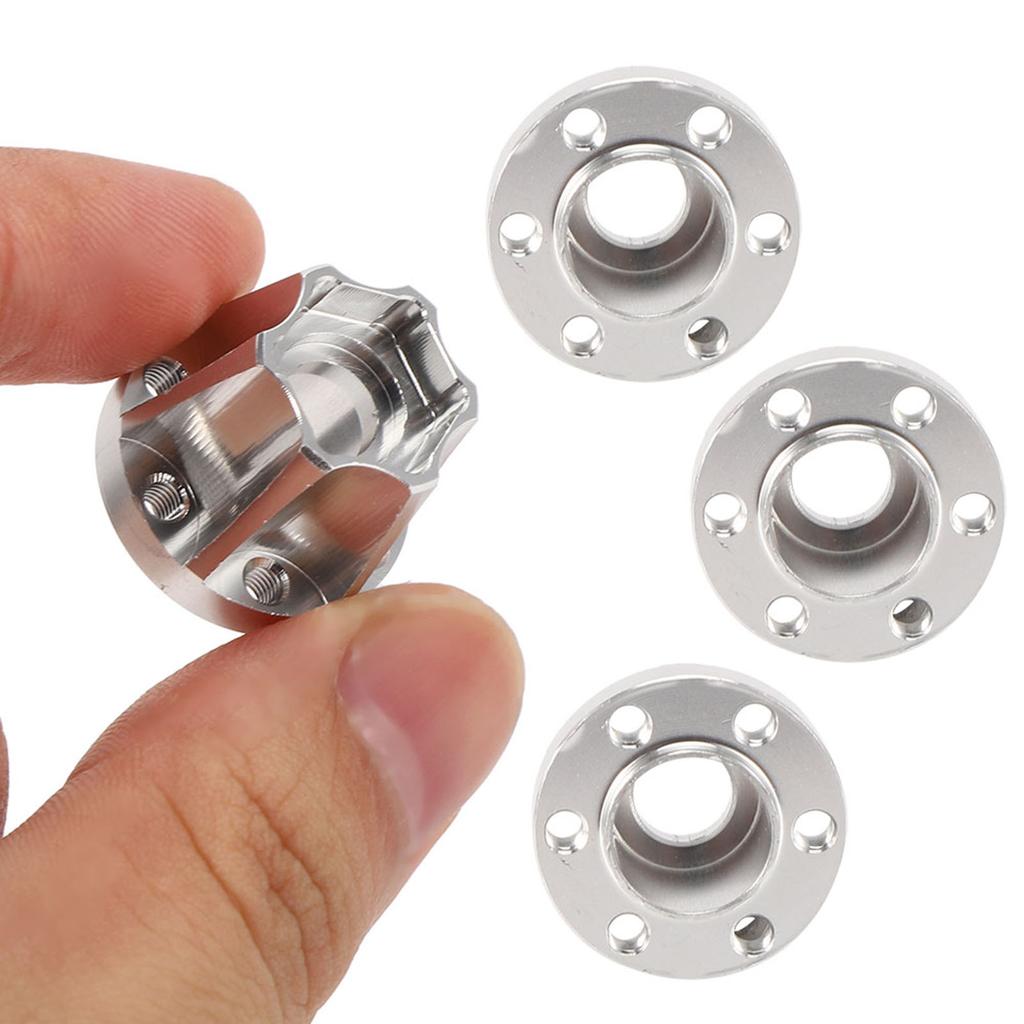 4pcs 1.9inch Aluminum Alloy Silver Wheel Hex Hub Fit for SCX10 1 10 RC Car Model20mm