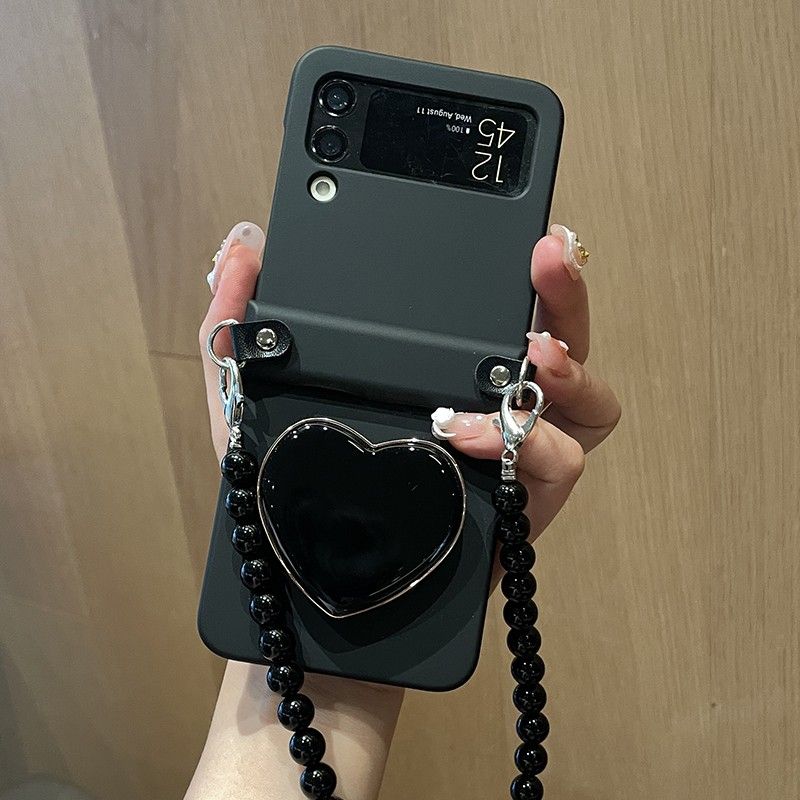 Four Colors of Simple Love Stand Suitable for Samsung Galaxy Z Flip3 4 5 6 7 W23 24 25 Flip Anti-fall Mobile Phone Protective Case