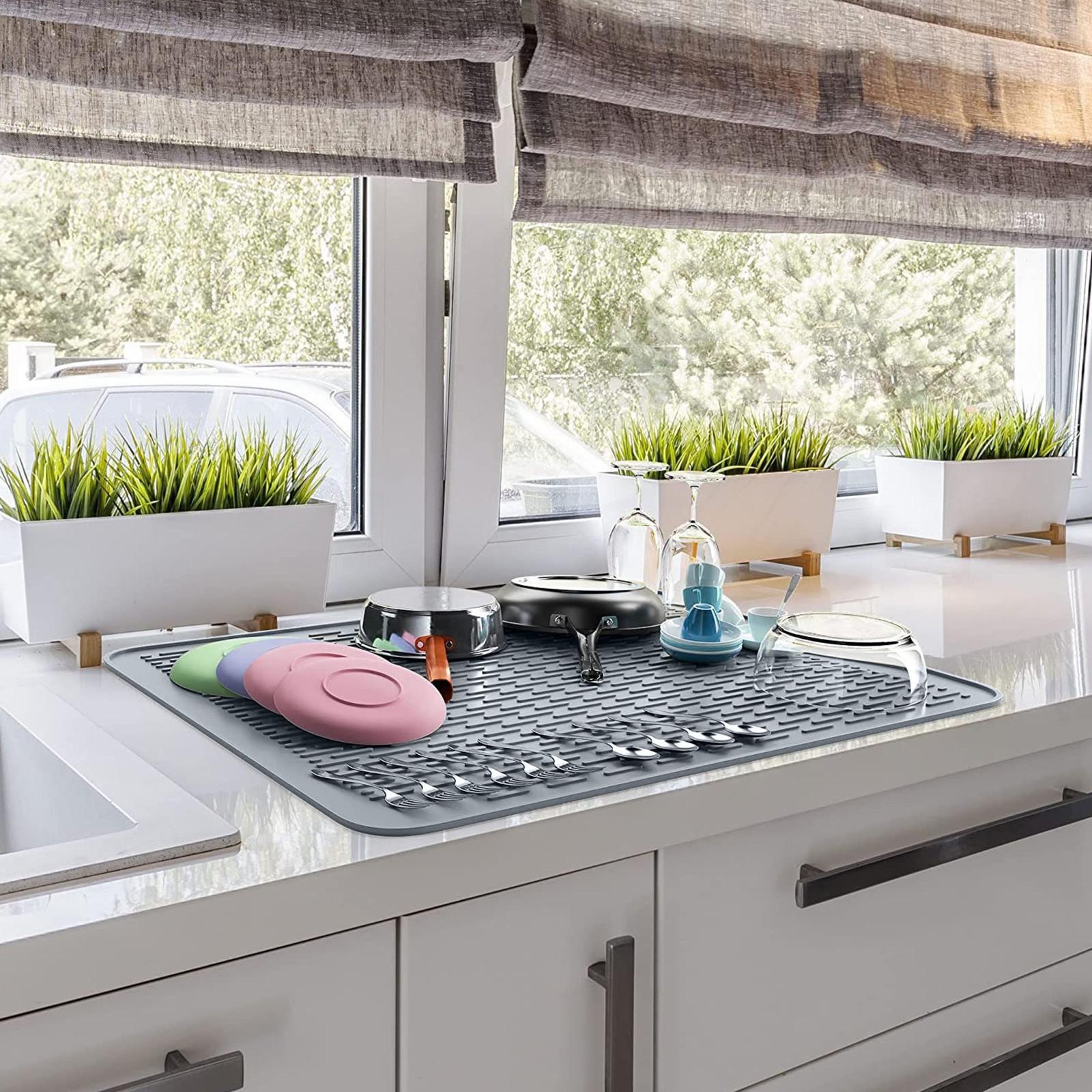 

Силиконовый коврик для защиты плиты, коврик для сушки посуды XL для кухни One Size