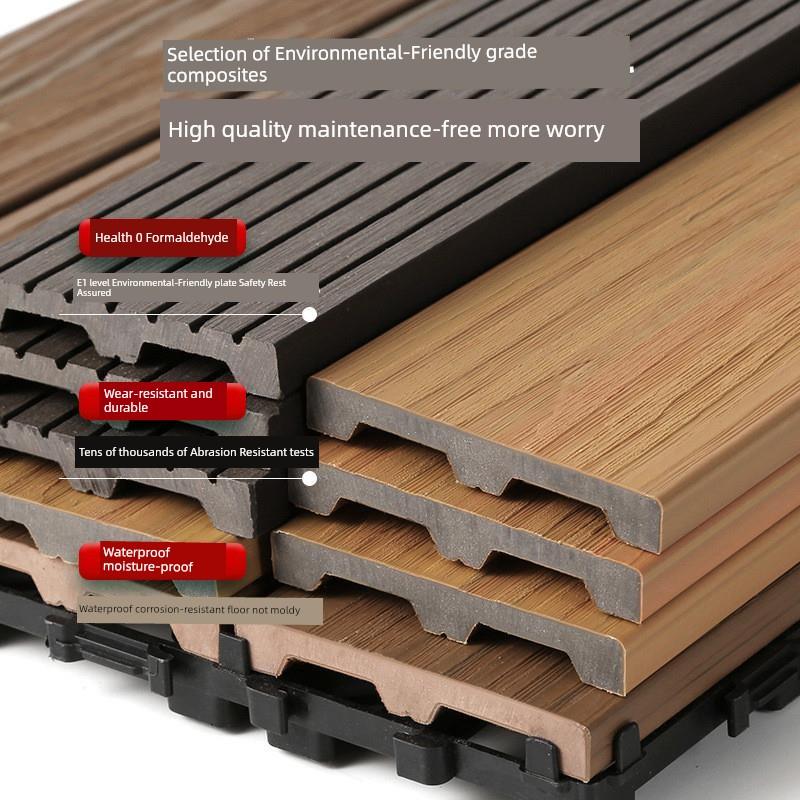 Outdoor Interlocking Flooring, Outdoor Plastic Wood Flooring, Balcony Bathroom Floor Mat, Environmentally Friendly, Anti-Corrosion, No Joist Terrace
