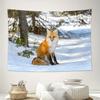 Red Fox Winter Forest Snow Scene Wall Tapestry Machine Washable All Season Decor Art Print Wildlife Nature Design Home non toxic