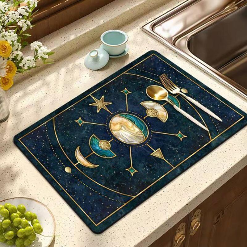

Premium Desktop Tableware, Coffee Machine Drying Mat Cup Mat Countertop Bar Counter Water Absorbing and Draining Mat Table Mat (as the picture,20x30cm)