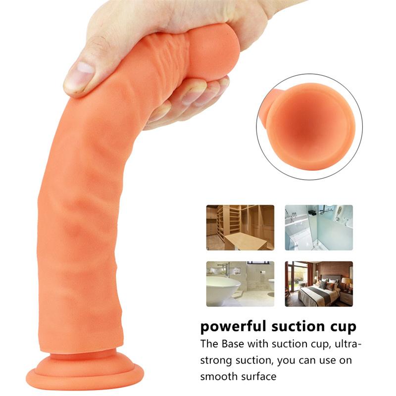 Ventuză Penis de Simulare Lung Fără Ou Silicon Moale Penis Fals Dispozitiv de Masturbare Manuală pentru Femei Jucărie Adultă pentru Femei