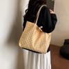 Korean Plaid Canvas Shoulder Bag - Trendy, Literary Style for College Students