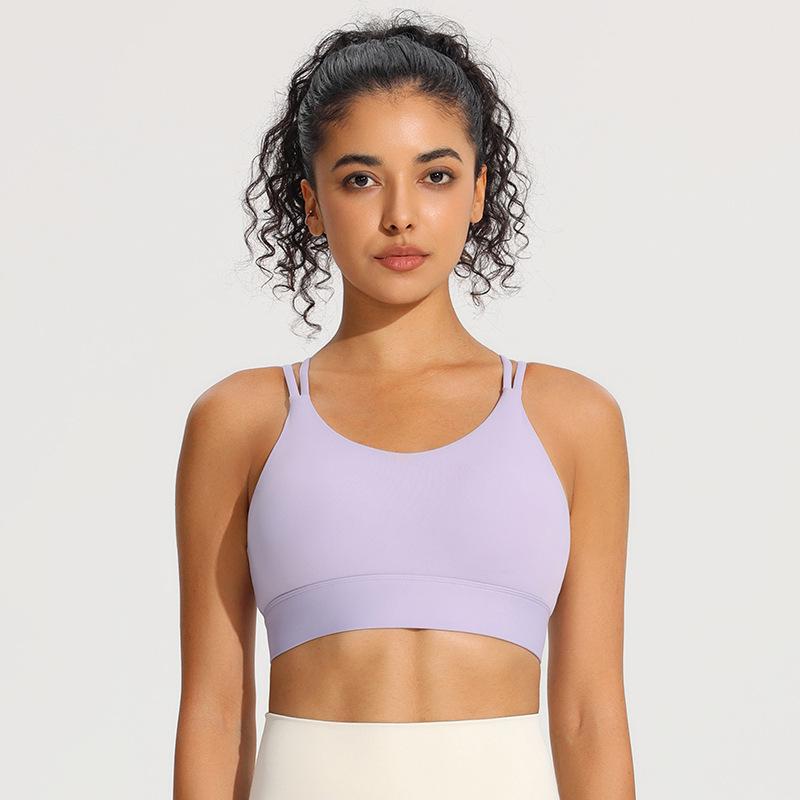 Soutien-gorge de sport de yoga antichoc à bretelles fines - Sèche rapidement, galbant et design dos magnifique
