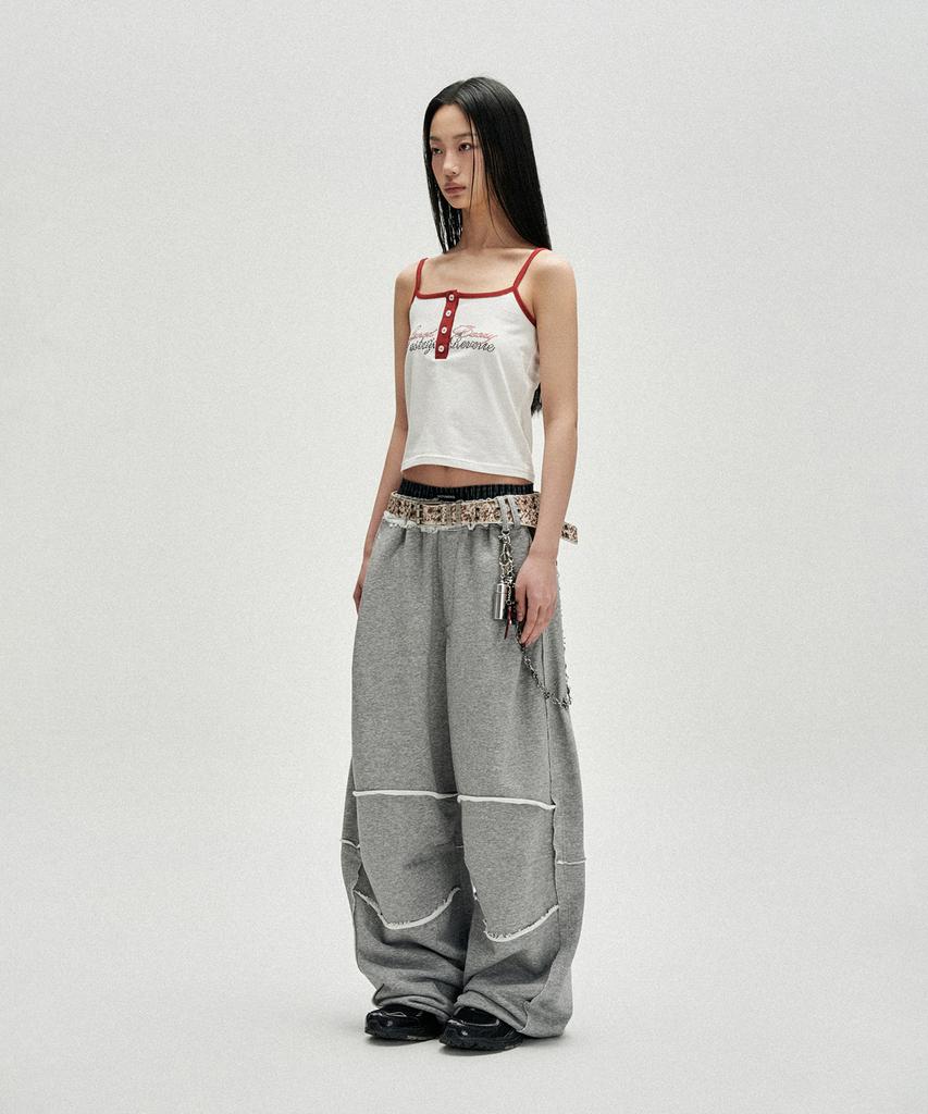 NOT4NERD Raw Edge Curved Biker Sweat Pants - Gray