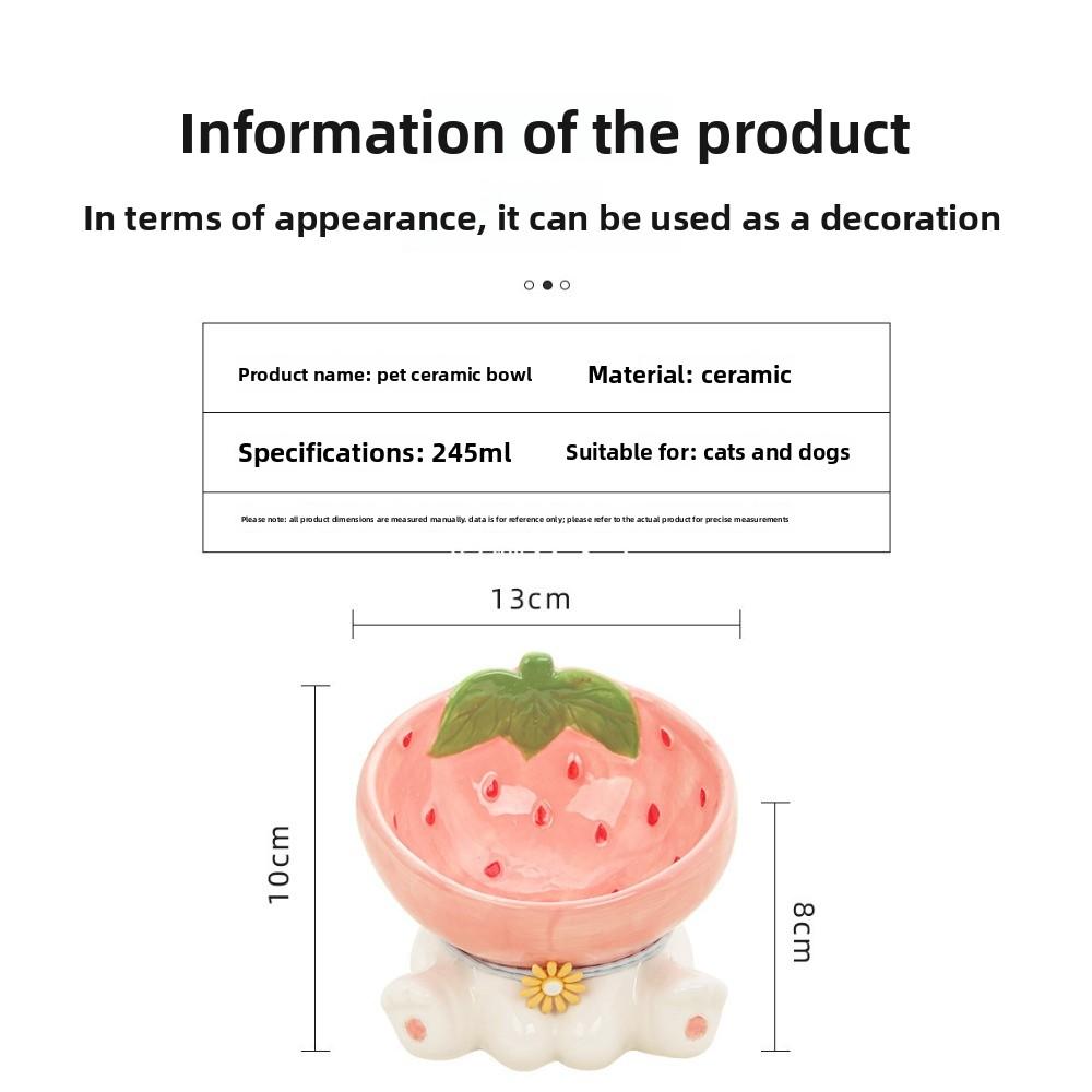 Katt Frukt Keramisk Skål Upphöjd Husdjursmat Vattenskålar Upphöjda Små Hundar Lutande Drickande Ätande Matare Valp Katter Tillbehör