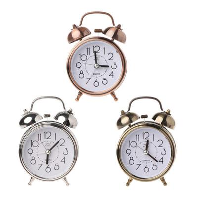 Retro Schreibtisch Mechanischer Wecker Nachtlicht Dual Nachttisch Stumm Metall
