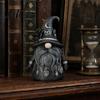 Faceless Gnome Statue Wizard Hat Figurine Mystical Home Decor with Crescent Pentagram Black Rose Mysterious Atmosphere Rune Pendant Vintage Desktop