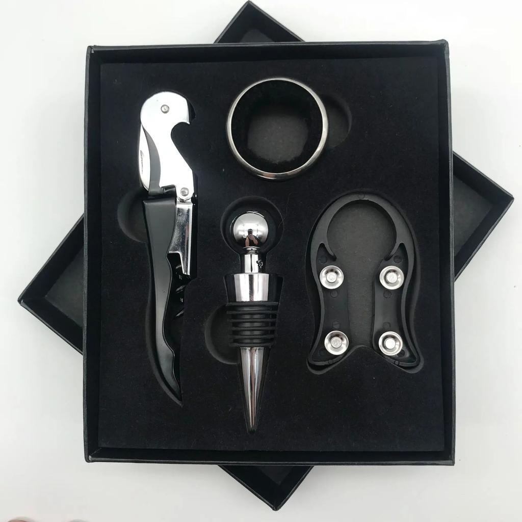 Professional Wine Opener Gift Set Stainless Steel Bottle Opener and Vacuum Stopper Wine Pourer Kitchen Accessories Bar Tool