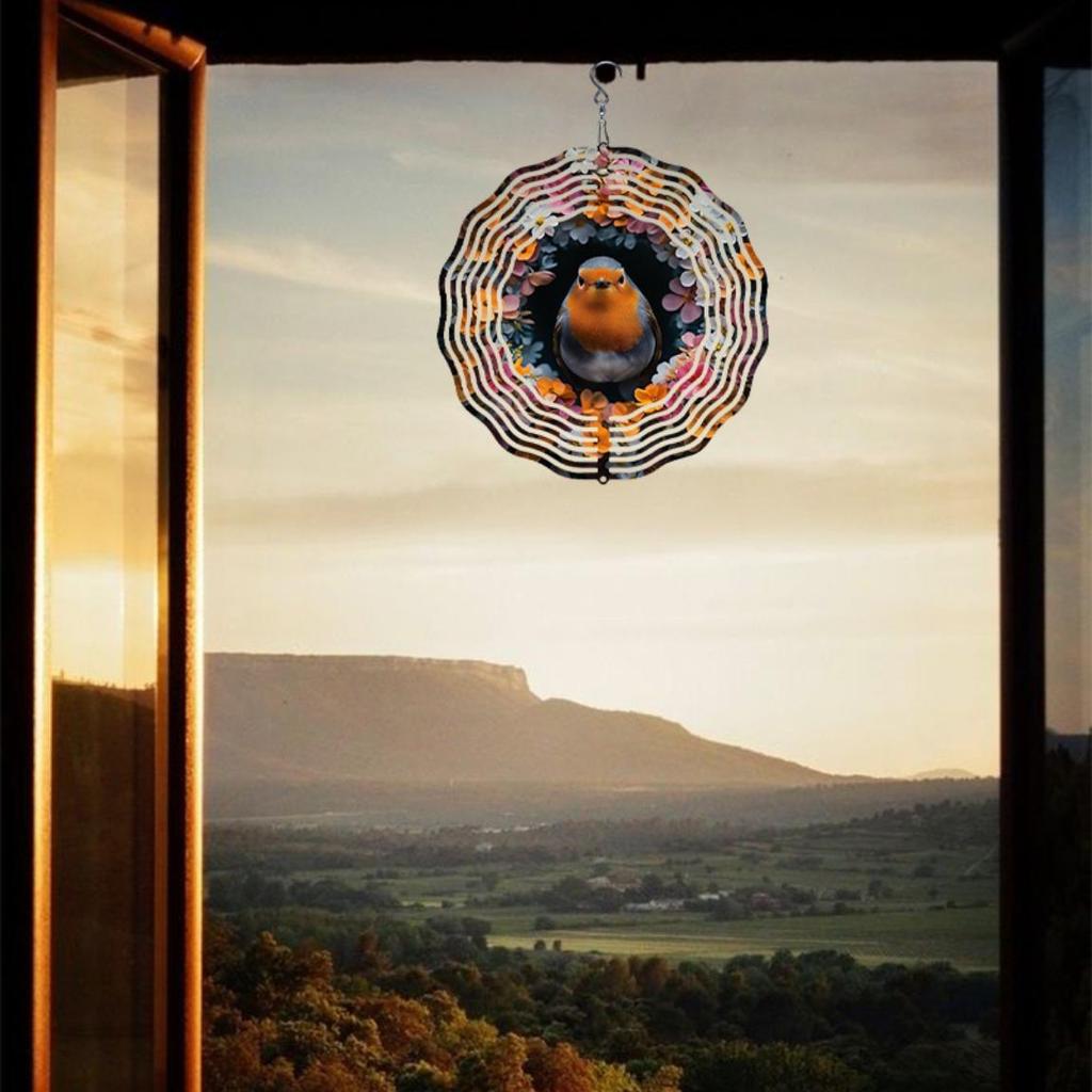 Large 2D Metal Robin Wind Spinner – Rotating Wind Chime, Kinetic Yard Art, Unlimited 360° Rotation, Durable Iron Construction