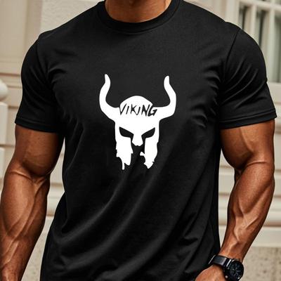 Viking Helmet Minimal Print T-Shirt,Lightweight T-Shirt Breathable Cool, Comfortable Wear