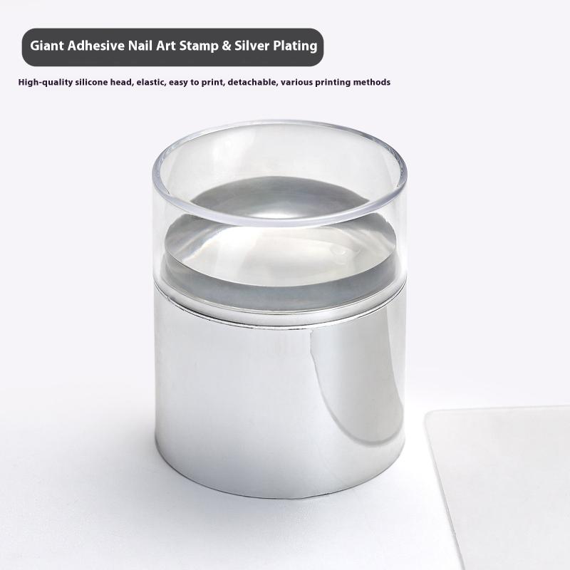 Штамп для стемпинга ногтей со скребком Силиконовая прозрачная головка Аксессуары для маникюра DIY Трафарет для стемпинга DIY серебряный