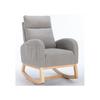 Fauteuil À Bascule, Mid Century Modern, Tissu Peluche, Rembourré, Assise Rembourrée, Pour Salon Et Chambre À Coucher, Gris Clair