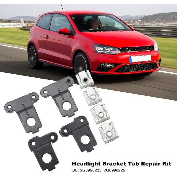 Pyhodi Headlight Tab Repair Kit, Left Right Side Headlight Headlamp Bracket Tab Repair Kits, Aluminium Alloy Simple Installation Scratch Resistant