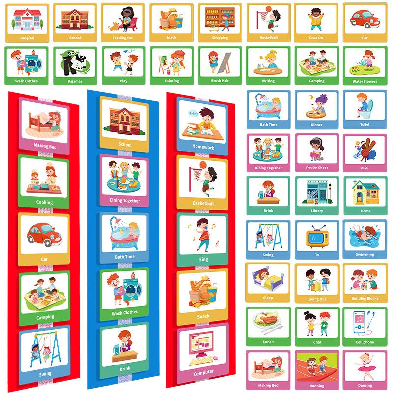 Kids Behavior Visual Schedule Nonverbal Communication Daily Routine Planning Cards 1PC разноцветный