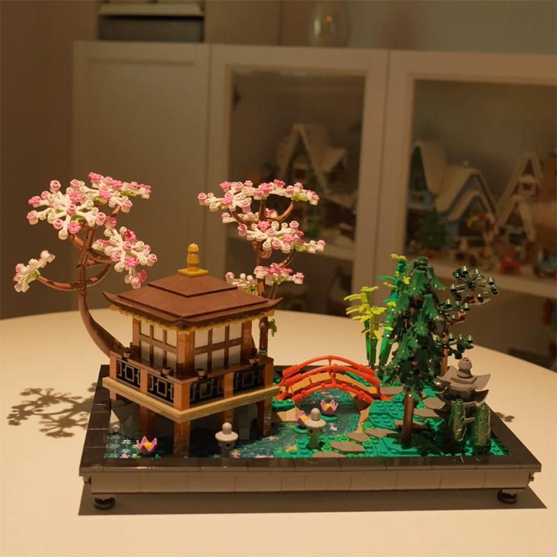 Креативный сад дзен строительные блоки бонсай дерево букет цветов кирпичи модель — фото 3