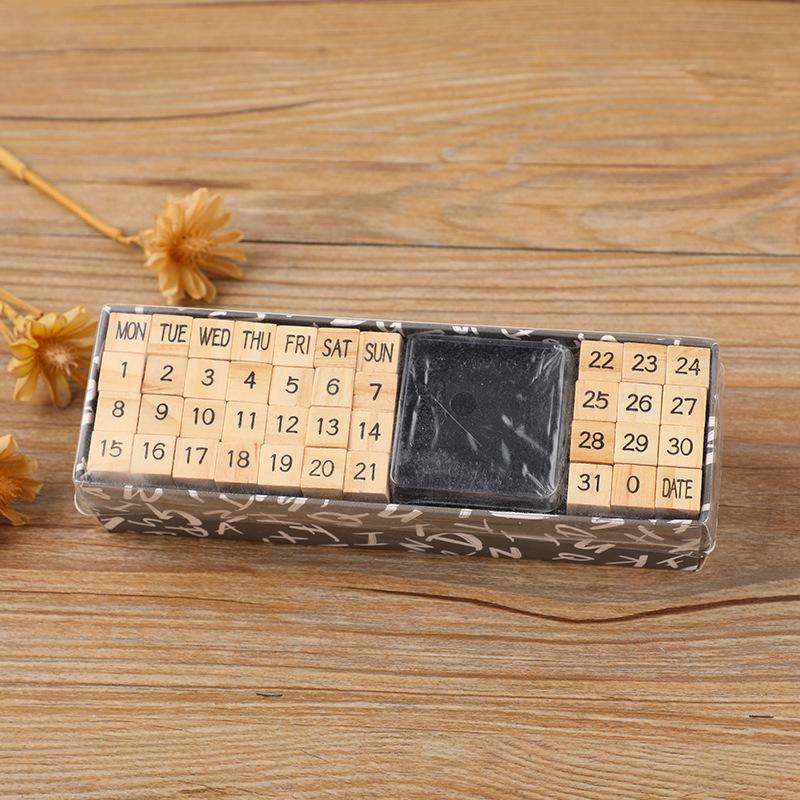 Basic Diary Set Typewriter Number and Letter Seal DIY Diary Wooden Seal, 40 Pieces Assorted Stamp Set
