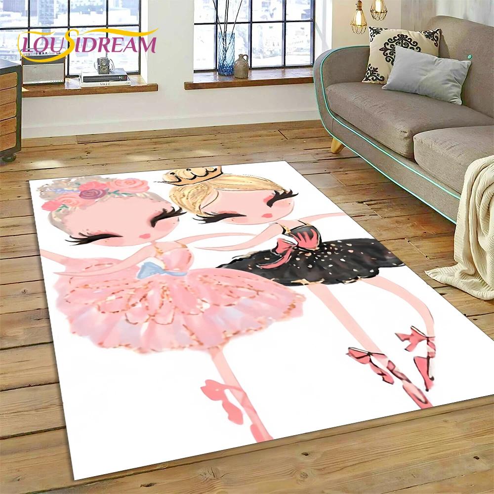 Cute Dream Ballet Girl Ballerina Fairy Carpet Rug for Bedroom Living Room Home Sofa Decoration,Child Game Large Decor Floor Mat