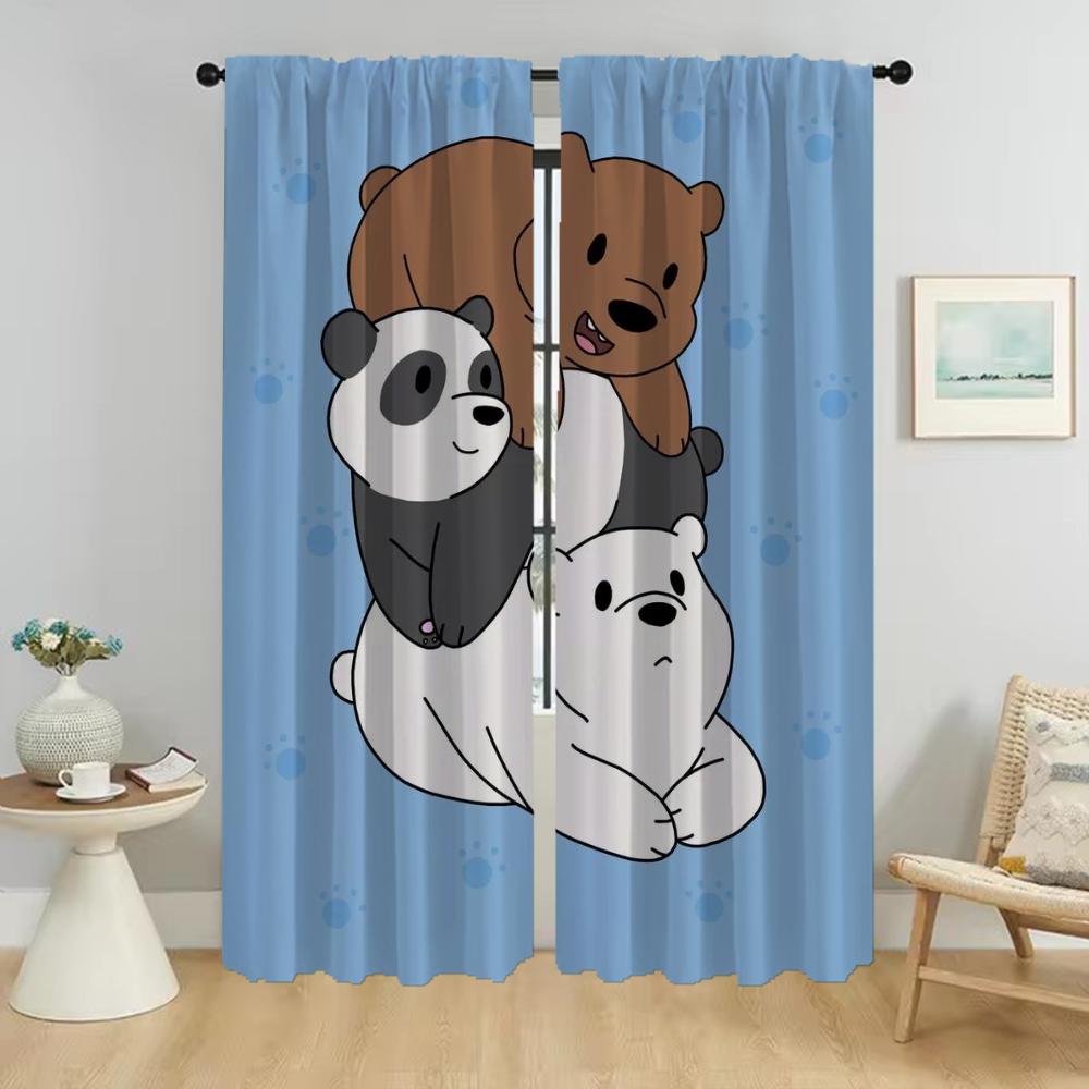 Blackout Curtains for Living Room We Bear Bears Home Interior Curtains 2 Pieces Window Curtain Halloween Decoration Partition