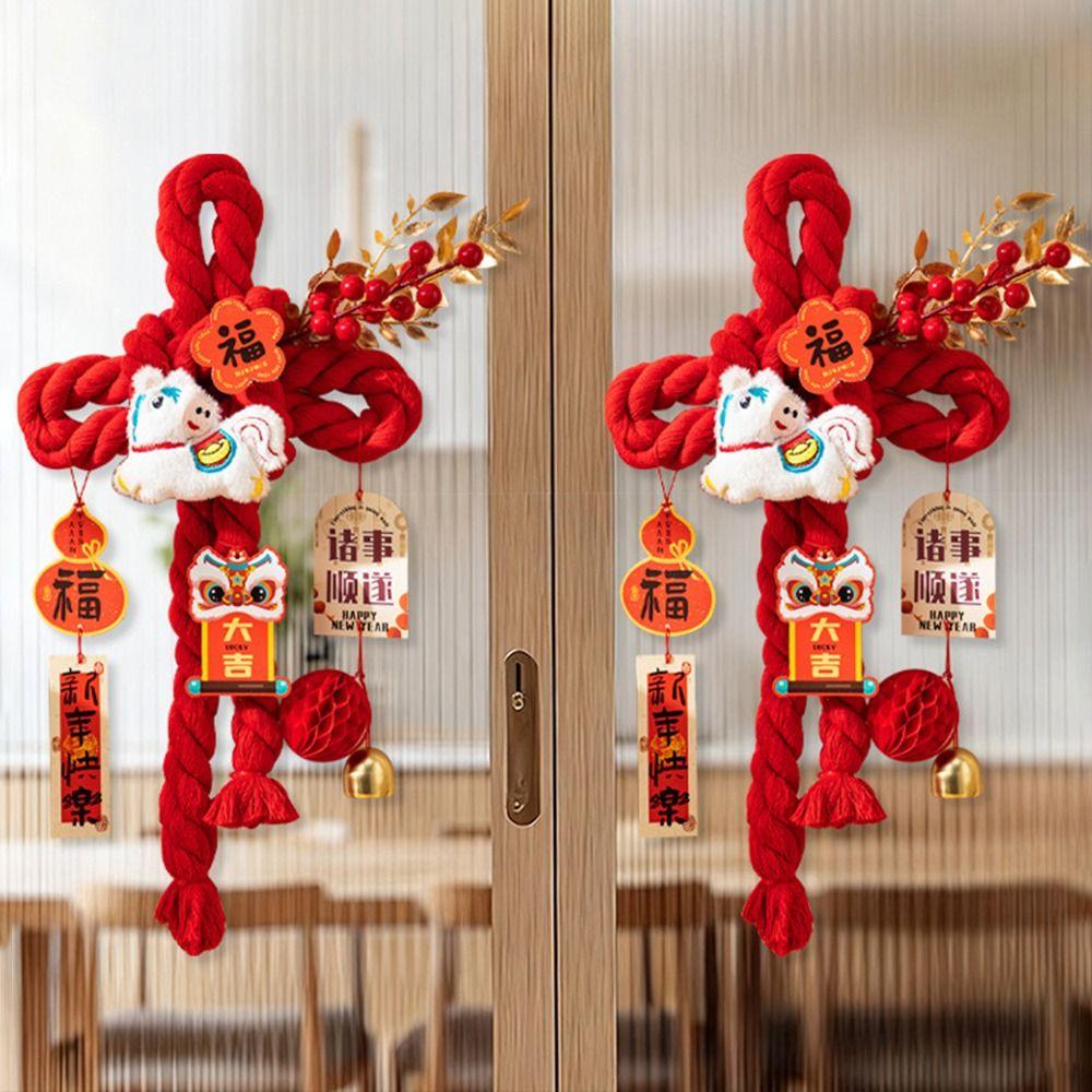 New 2026 New Year Pendant Year of the Horse Red Lucky Spring Festival Decor Entrance Door Decor Festive Atmosphere