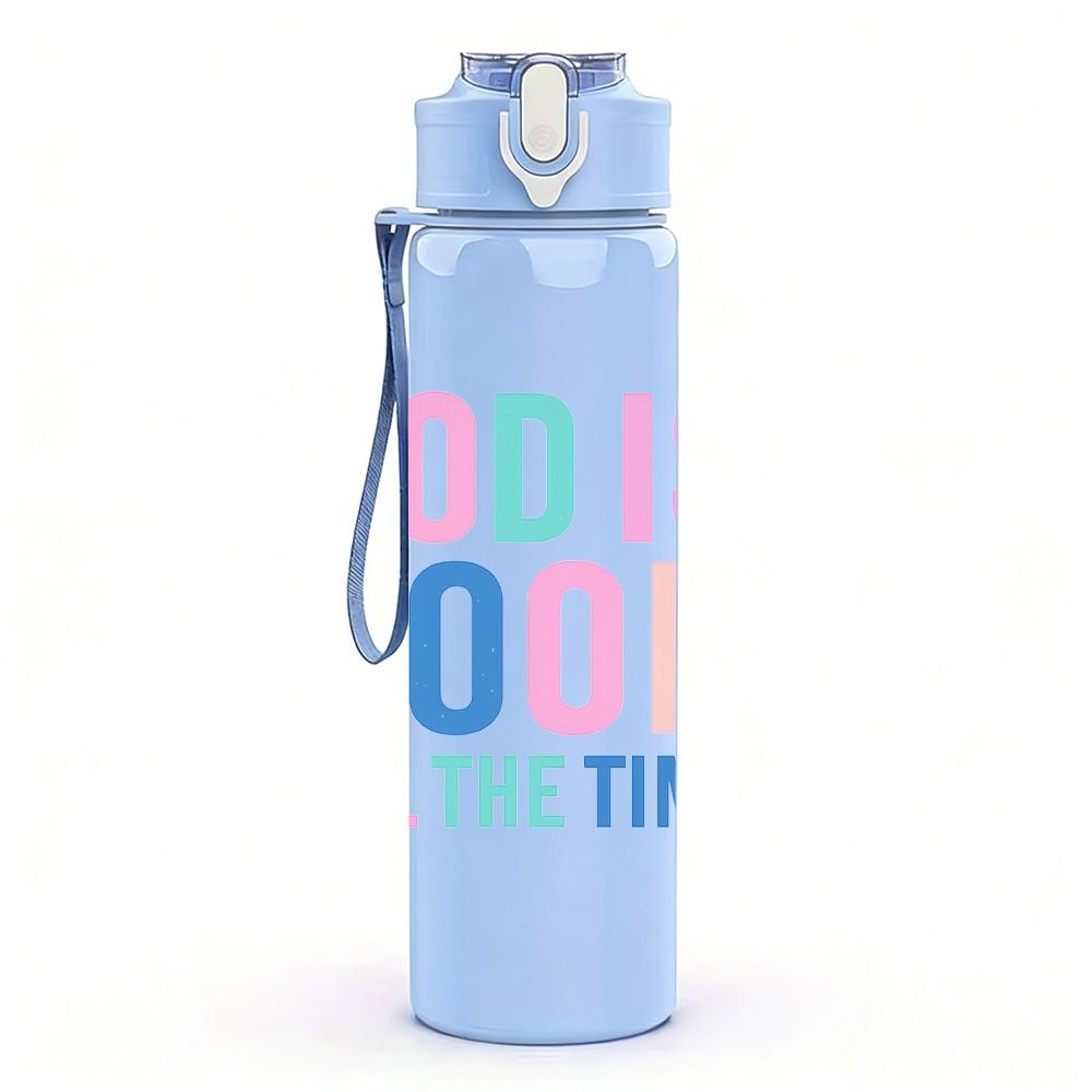 1PC God Is Good All Time 750ml Color Plastic Sports Water Bottle Leakproof Flip Straw Lid Suitable for Sports Office Home Use