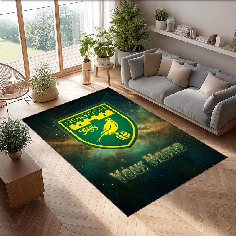 Norwich City Printed Crystal Velvet Rug Non‑Slip Crystal Velvet Carpet For Sofa Bedroom Indoor Home Decoration