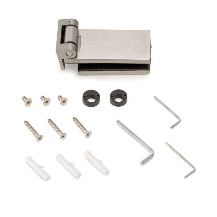 Emuca Charnière Pour Porte En Verre Avec Garniture En Acier Inoxydable, Charnière Horizontale Avec Embout De 34mm, Pour Porte De