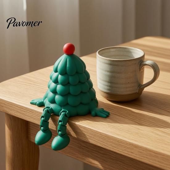 Articulated Tree Figures 3D Printed Christmas Storage Organizer with Removable Lid, Creative Desktop Funny Holiday Desk Decorations for Candies