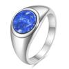 Fashion Minimalist and Cool Style Round Gemstone Inlaid Rings for Women Stainless Steel Punk Carved Men Ring