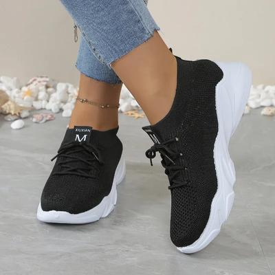 Pantofi de damă de marcă 2024 Pantofi vulcanizați de damă cu șireturi Pantofi casual de damă la modă Pantofi sport noi cu plasă solidă ușoară cu vârf rotund