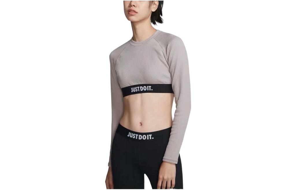 Nike Crop Tops Women s Gray Crew Neck Moderate BV5180-218 XL