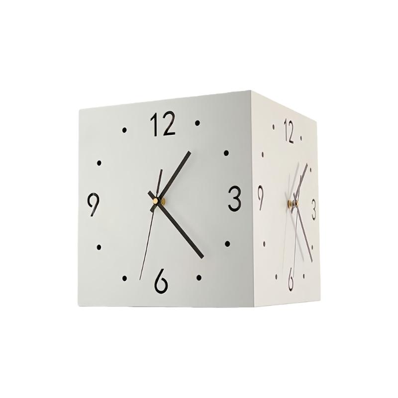 Double Sided Corner Wall Clock,Decorative Wall Clocks with Light for Living Room Decors Wall Mounted Angles Clocks Gift