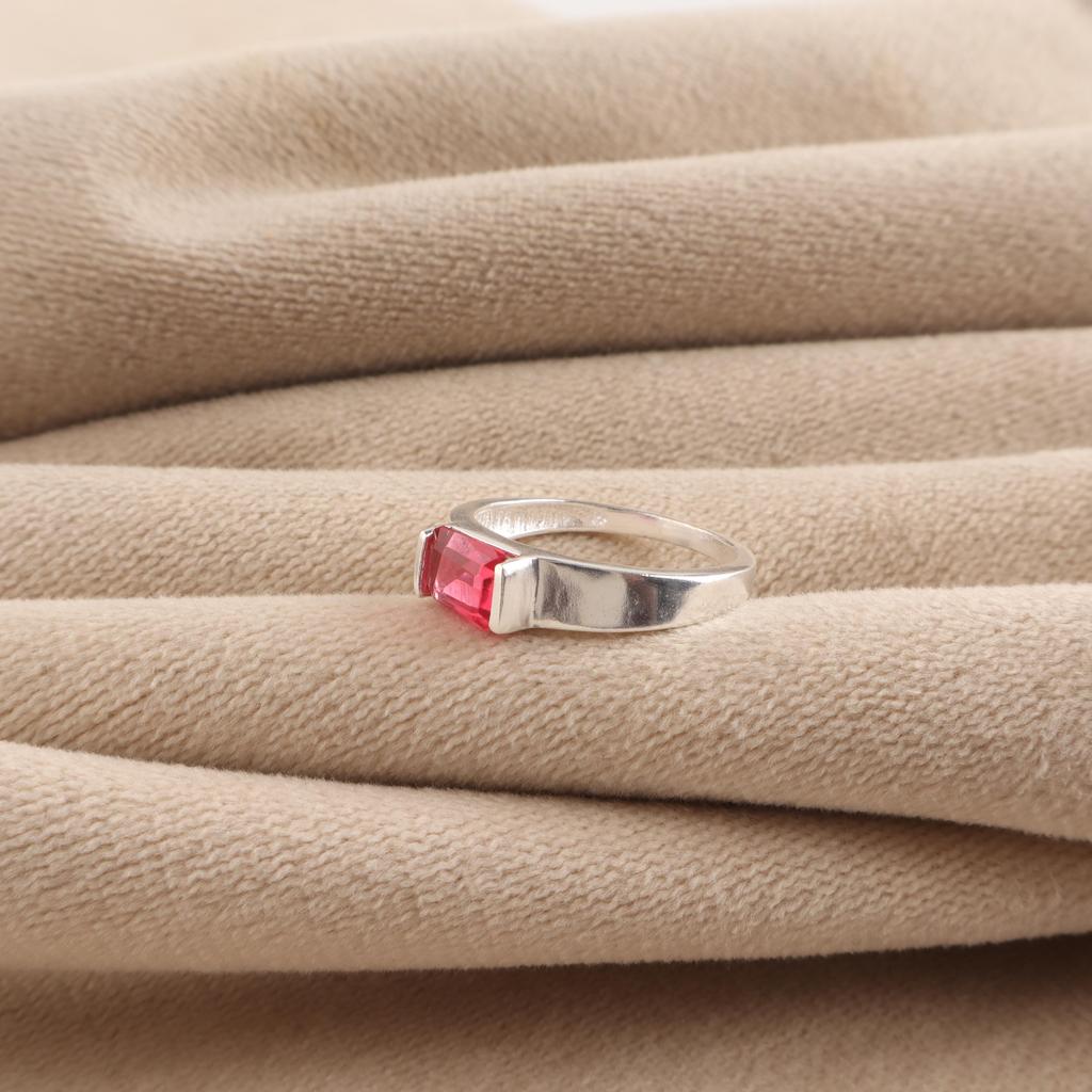 Pink Rubellite Gemstone 925 Sterling Silver Elegant Ring Women's Jewelry CZR-28-7