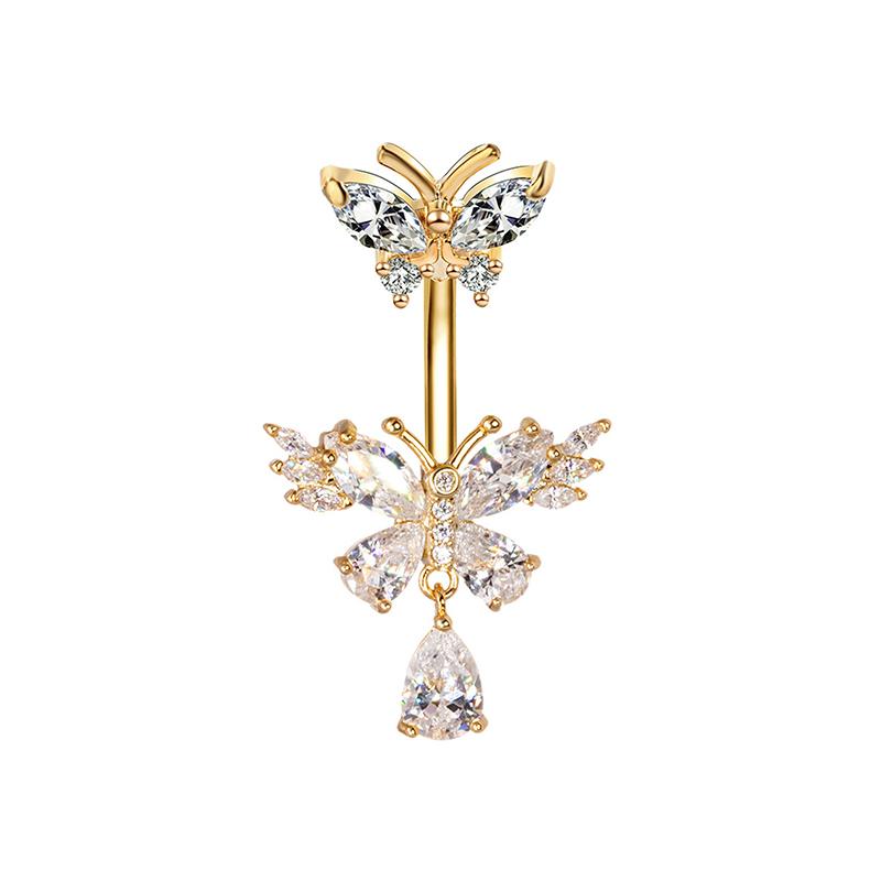 Butterfly Navel Ring For Women Girls Exquisite Zircon  Belly Button Rings Sexy Belly Piercing Body Jewelry Gifts