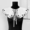 Embroidered Lace Flower Faux Collar Shawl Wrap with Adjustable Tie Design for Women Girl Formal Event and Daily Outfit