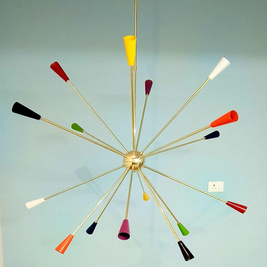 Customized Color Brass Sputnik Chandelier | Modern Midcentury Light Fixture for Home Decor | Pendant Lamp for Bedroom or Living Room