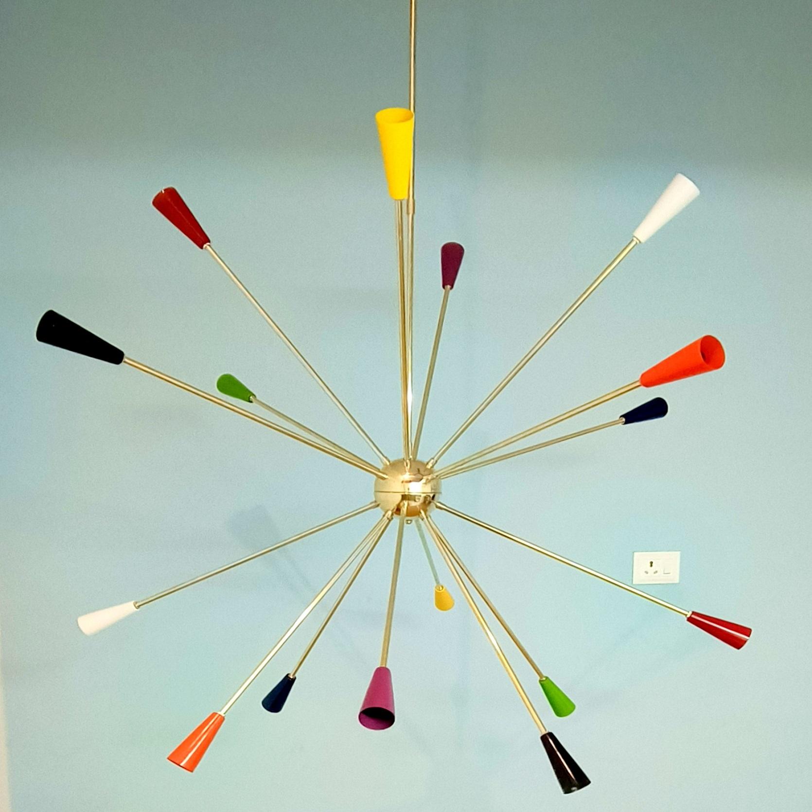 Customized Color Brass Sputnik Chandelier | Modern Midcentury Light Fixture for Home Decor | Pendant Lamp for Bedroom or Living Room