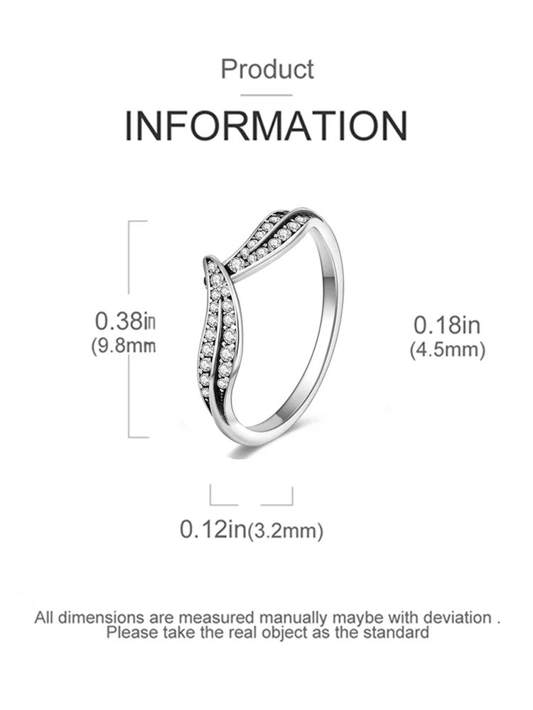 CopperPlated Modern Wave Cocktail Ring Brilliant Clear Crystal Fine Jewelry For Women And Teens