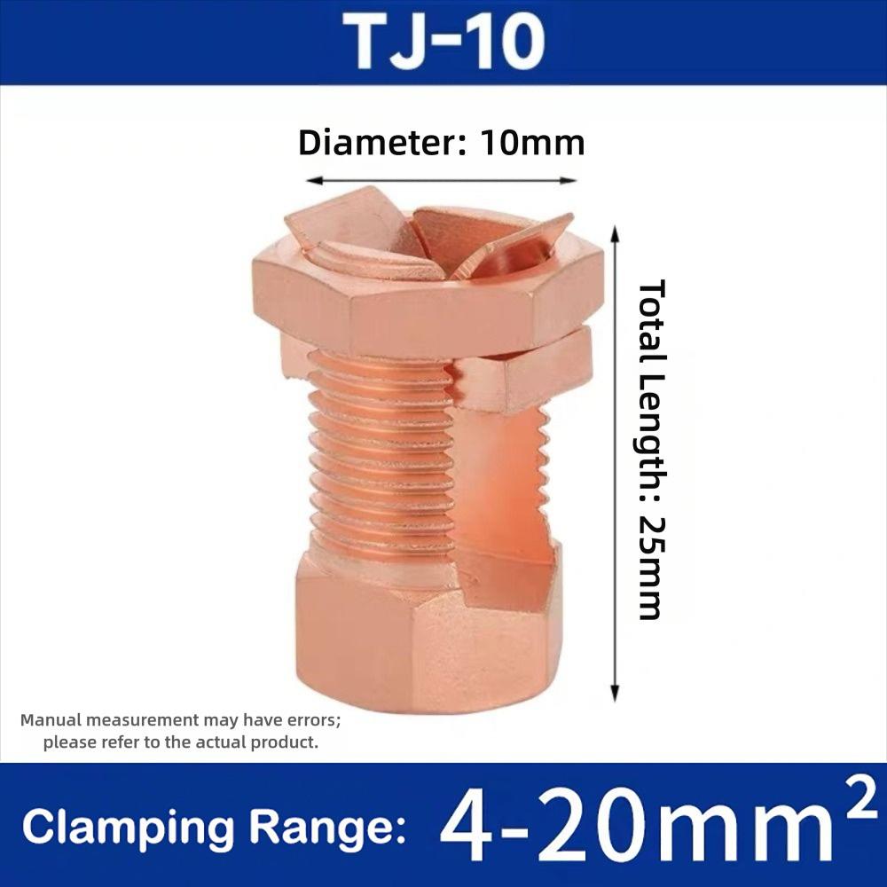 New TJ Series Split Bolt Connector Sturdy Durable Copper Split Bolt Screw Terminal