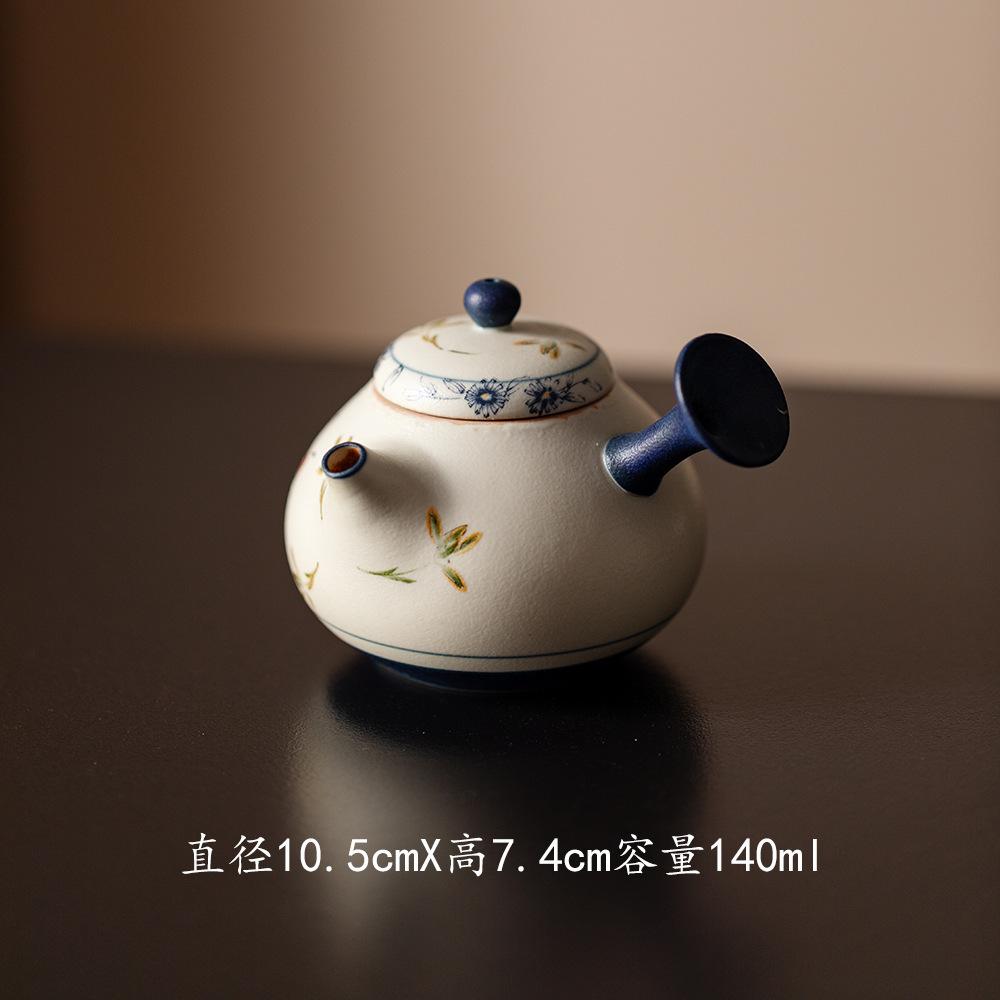 

140ml Butterfly Orchid Side Handle Teapot Ancient Tea Infuser Pot Tea Brewing Kettle With Filter Chinese Tea Set Supplies Craft
