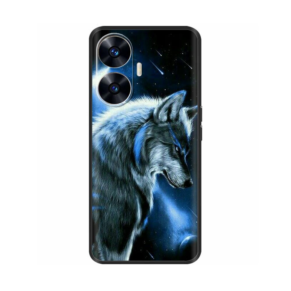 For Realme C55 Case C 55 4G Soft Silicone Back Cases For OPPO Realme C55 RealmeC55 Phone Back Cover 6.72" Black Bumper TPU Para