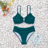 Solid Ruched High Waist Sexy Bikini Set Elegant Slimming Two Piece Swimwear