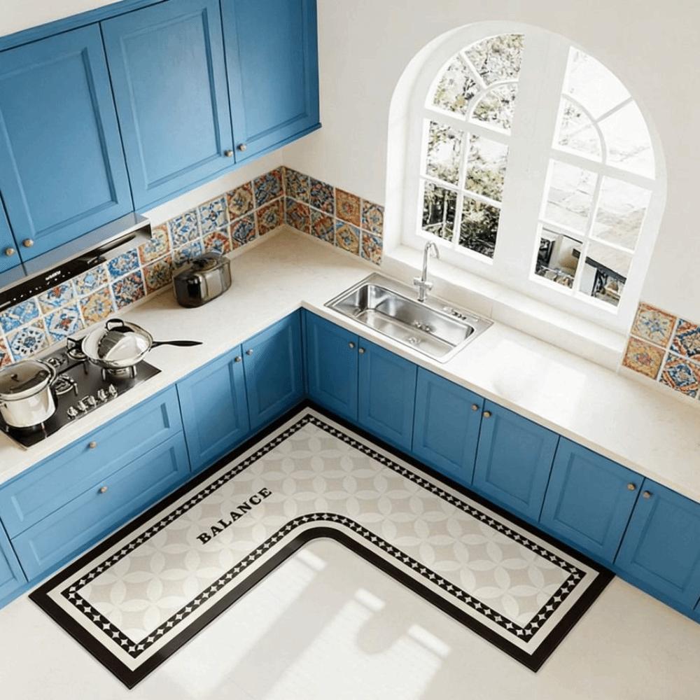 Luxury Kitchen Carpet Oil-resistant Water Absorbent L-Shaped Rug Wear-resistant Stain-resistant Kitchen Corner Mat Kitchen Decor