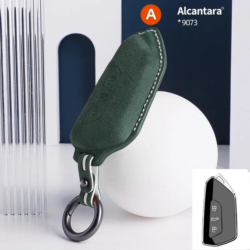 For VW Volkswagen Golf 8 Tuang X ID4 ID6 ID3 Talagon Lamando L Suede Remote Car Key Case Shell Keychain for VW Car Key