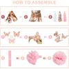 Rose Gold Birthday Party Decorations Kit for Women Girls, Foil Confetti Rose Gold Balloon Pink Happy Birthday Banner Fringe Curtains Butterfly Decor