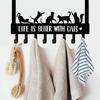 Black Cat Over The Door Hooks Hanger, 8 Hooks Decor Towel Coat Rack Organizer coat rack wall mount towel rack wall mounted