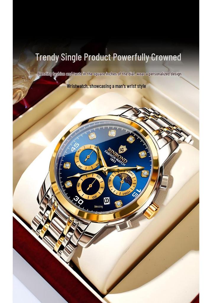Binbang Multifunctional Quartz Men's Business Watch