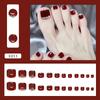 Nail art fake nail wearing nail piece burgundy toenail solid color removable nail piece foot nail diamond 24 pieces